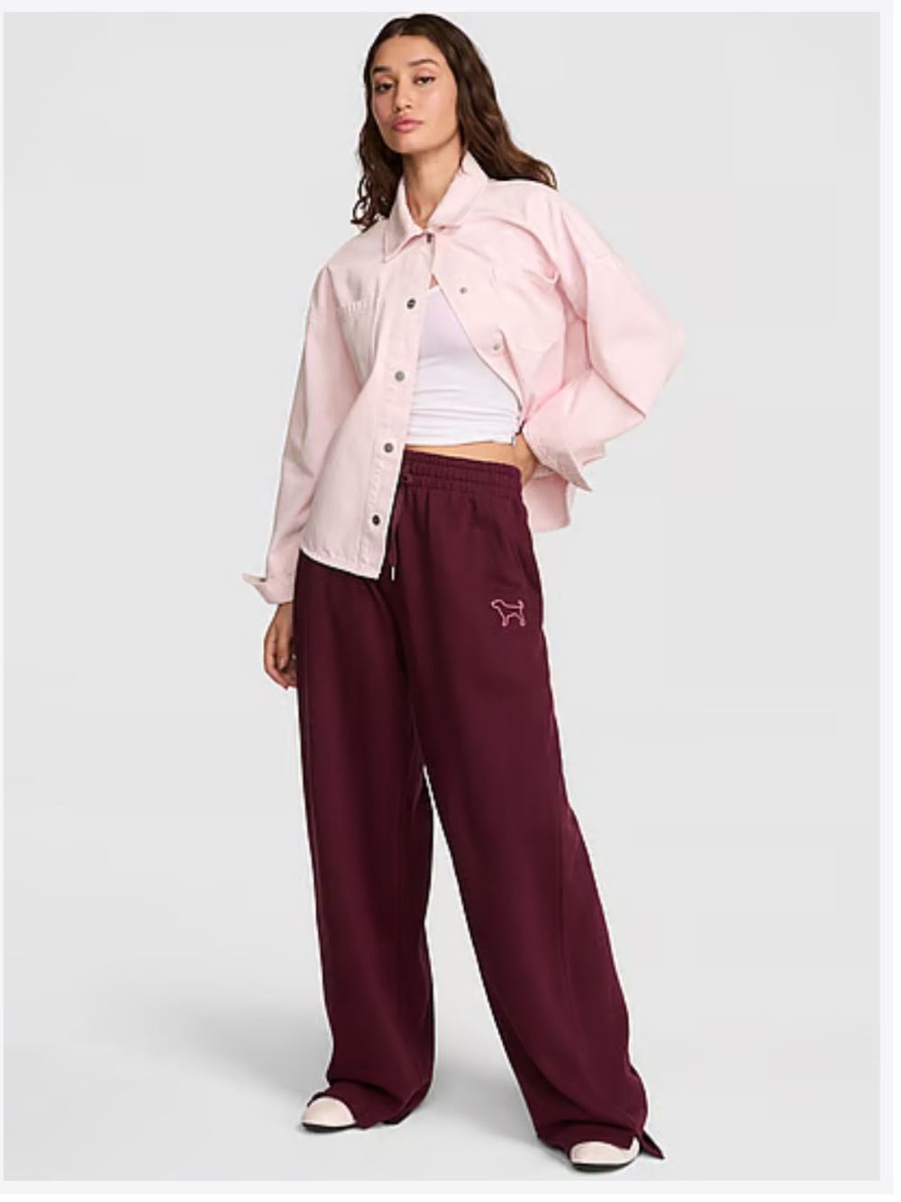 PINK Victoria’s Secret Campus Fleece Wide-Leg Split-Hem Sweatpants